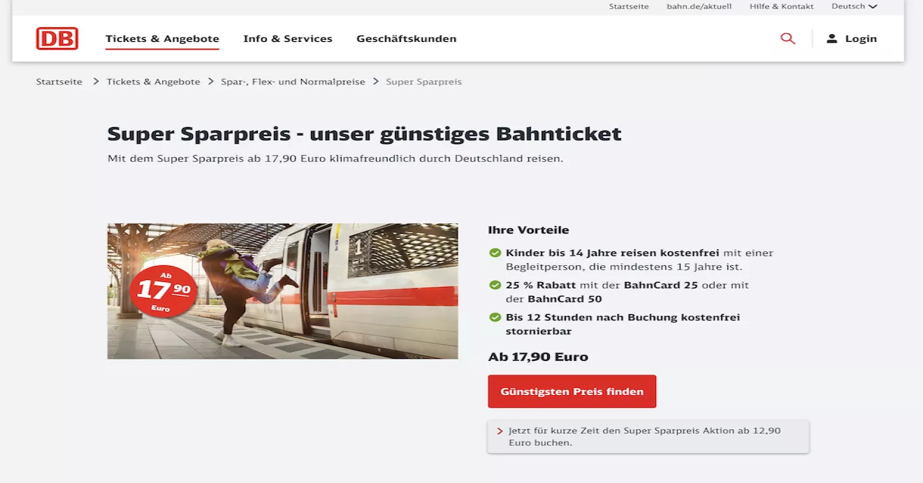Super Sparpreis der Deutschen Bahn Infos Fakten Tipps